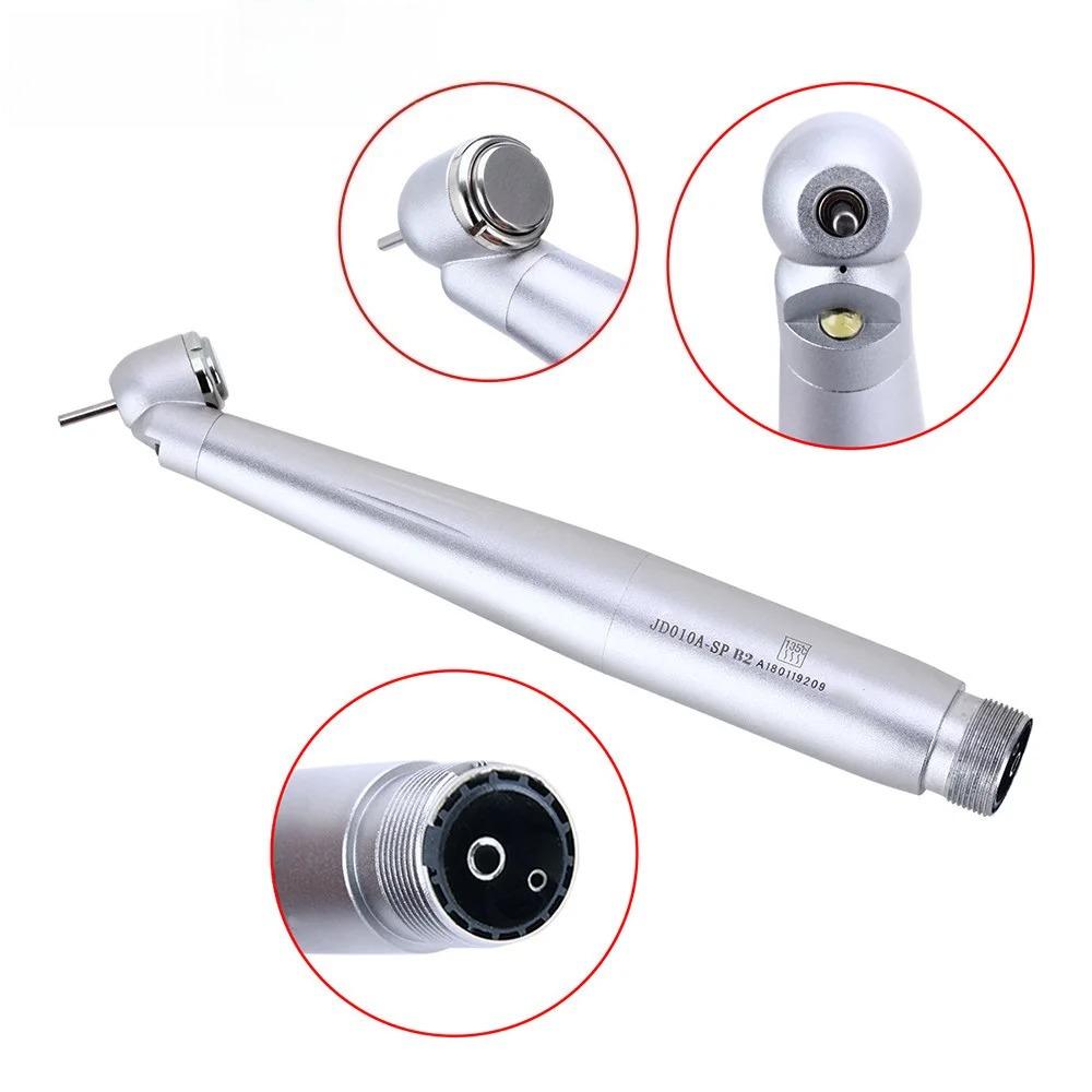 Dental 45 Degree LED High Speed Handpiece E-generator Integrated Self-illuminated Standard Head Push Button Single Water Spray