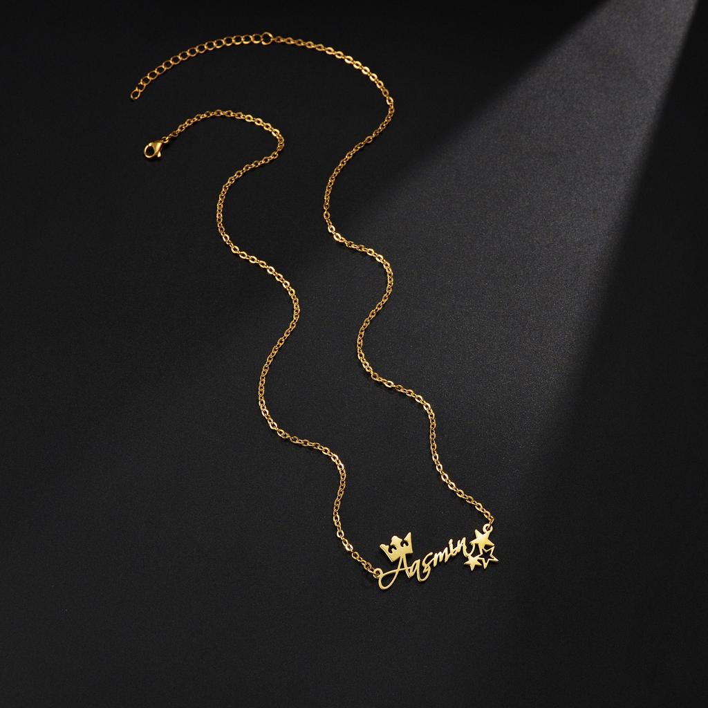 Atoztide Gepersonaliseerde Custom Naam Kettingen Kroon Hart Roestvrij Staal Hanger Mes Ketting voor Vrouwen Kerst Sieraden Cadeau