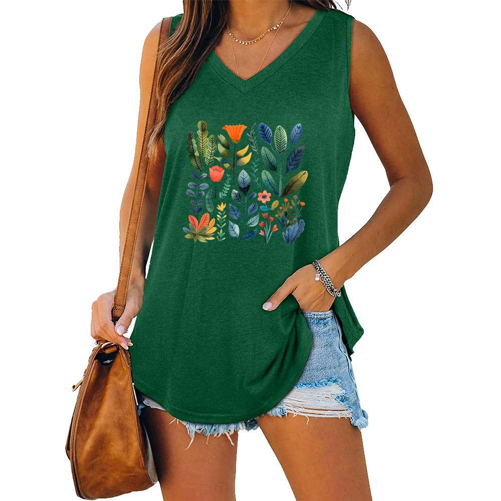 Summer Fashion Tank Top Women V Neck Shirt Ladies Casual Sleeveless T-shirt