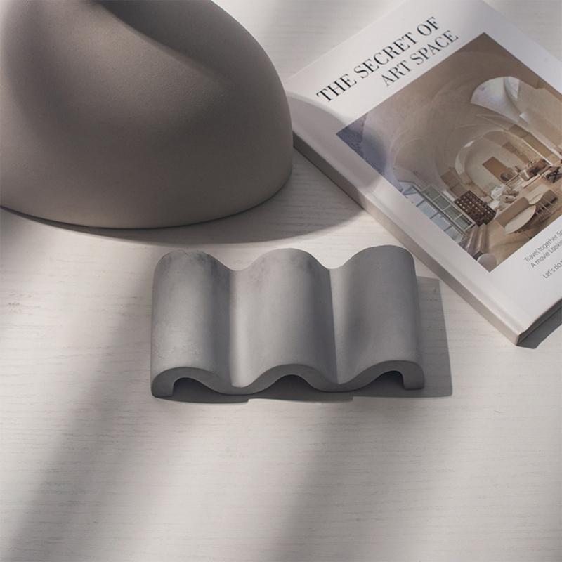 Gypsum Soap Dish With Quick Dry Design Wavy Shape Modern Decors Jewelry Display Rack For Sink Countertop Shower