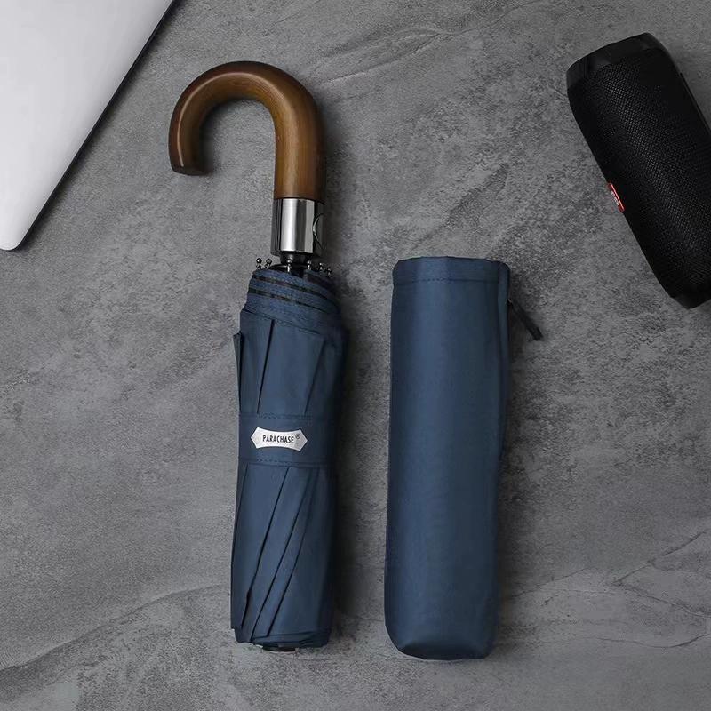 

Автоматический зонт с деревянной изогнутой ручкой, десять костей, ткань с эффектом памяти 300T, двойной самооткрывающийся ветрозащитный зонт, мужской зонт