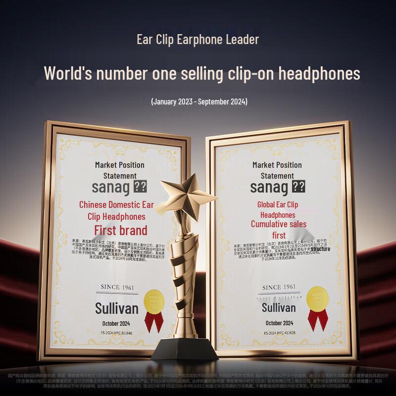 SANAG S9S AI Bone Conduction Clip-On Bluetooth Headphones