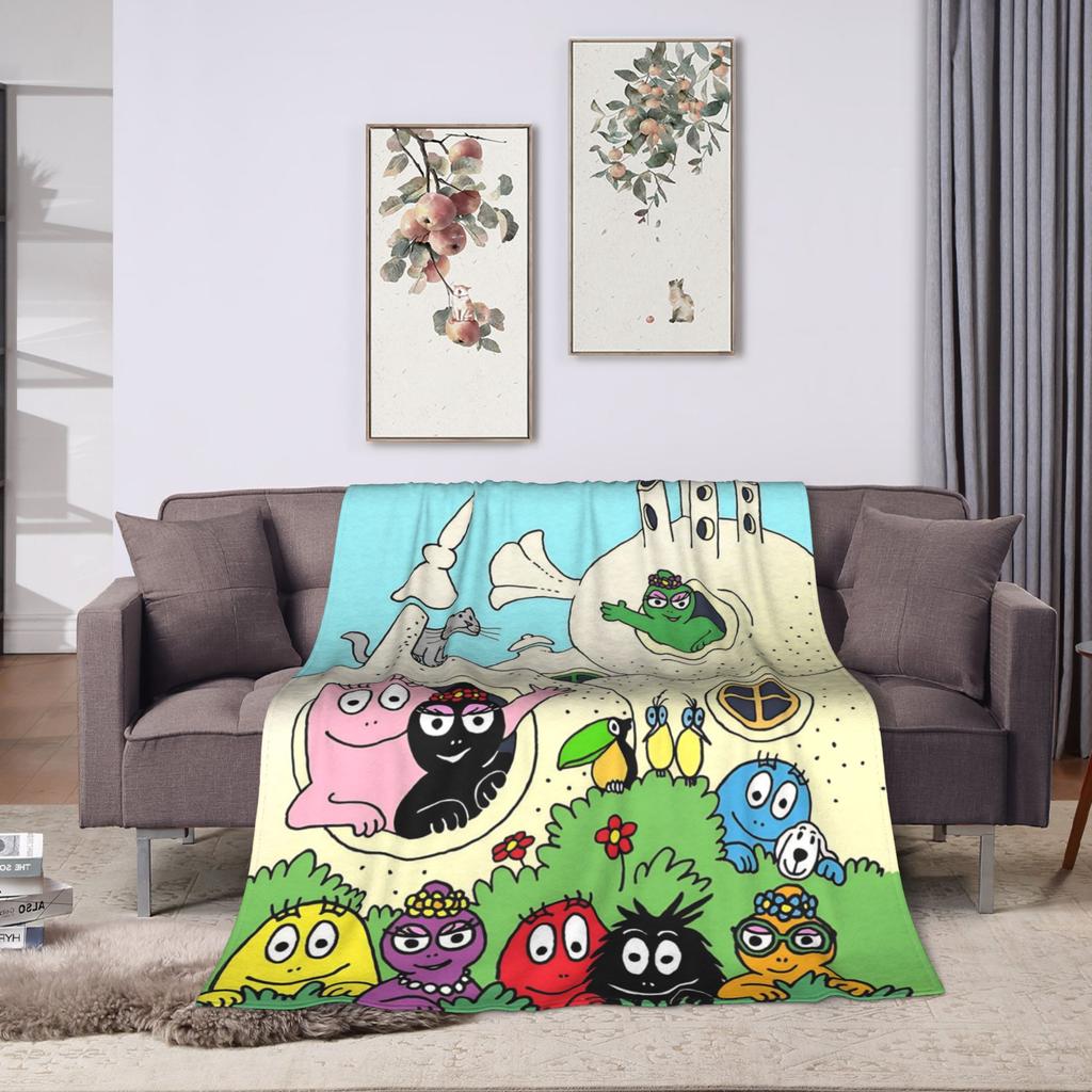 Barbapapa Barbamama Family  Warm Soft Blanket  Camping Plush Throw Blanket Aesthetic Couch Bed Flannel Bedspread Sofa Bed Cover
