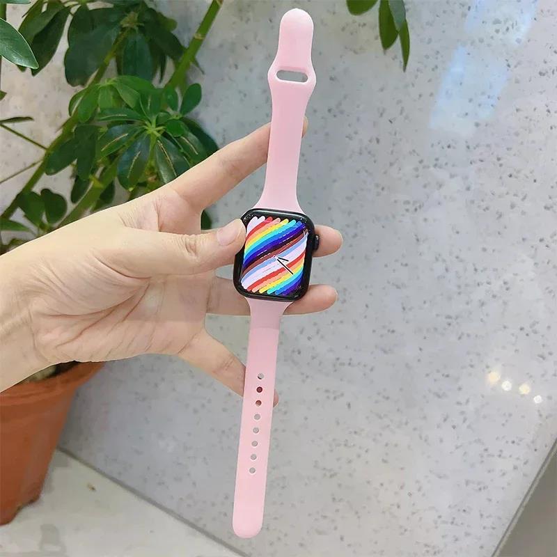 Strap for apple Watch Band 40mm 44mm 45 mm 41mm 38mm 42mm Sport Slim Silicone bracelet correa iWatch Series 8 Ultra 2 SE 7 6 3 9 3