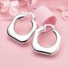 925 Sterling Silver Fashion Square Pierced Earrings Wedding Jewelry