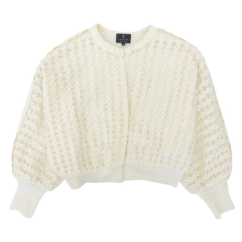 Lanvin Beautiful Wool Embroidered Cardigan for Women, Off-white, Size 38, 2405840 Tops 38 Off whiteUsed