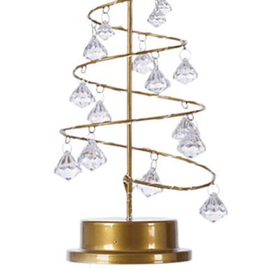 Lampada Albero di Natale in Cristallo Lampada da Scrivania Decorativa Natalizia con Pendente in Cristallo Acrilico per Camera da Letto Lampada Albero di Cristallo, Bianco Caldo