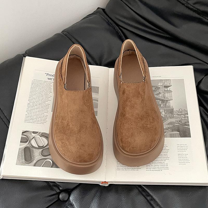 

Модная универсальная платформа, туфли на толстом каблуке, женские осенние ретро, лоферы из матовой кожи на одном ходу, ленивые полушлепанцы 40 верблюд