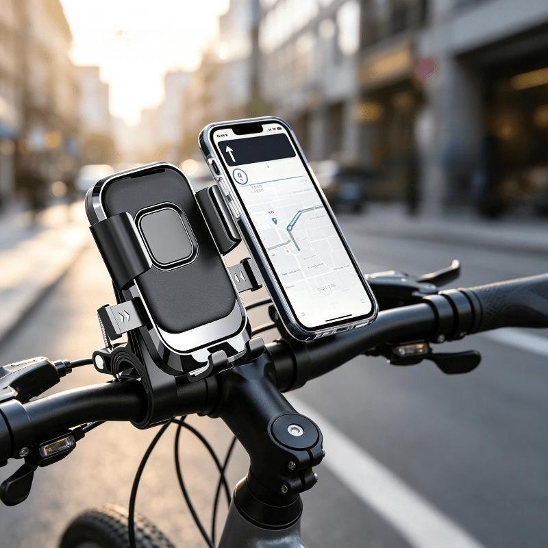 3pcs Sturdy Motorcycle and Bicycle Phone Mount with One-click Auto-lock Design, 360-degree Rotatable and Adjustable Bracket, Universal Phone Holder