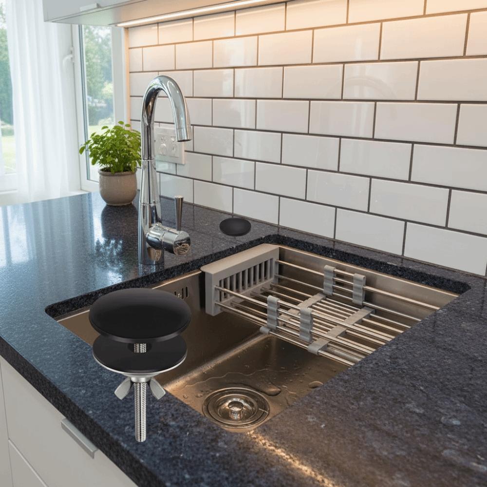 Sturdy Construction Sink Tap Hole Cap Black Color Kitchen Sink Hole Plug Sink Installation