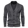 Cardigan Argyle Uomo Casual Monopetto Cotone Colore Unico Cardigan da Uomo per Affari Maglione Moda Invernale Uomo