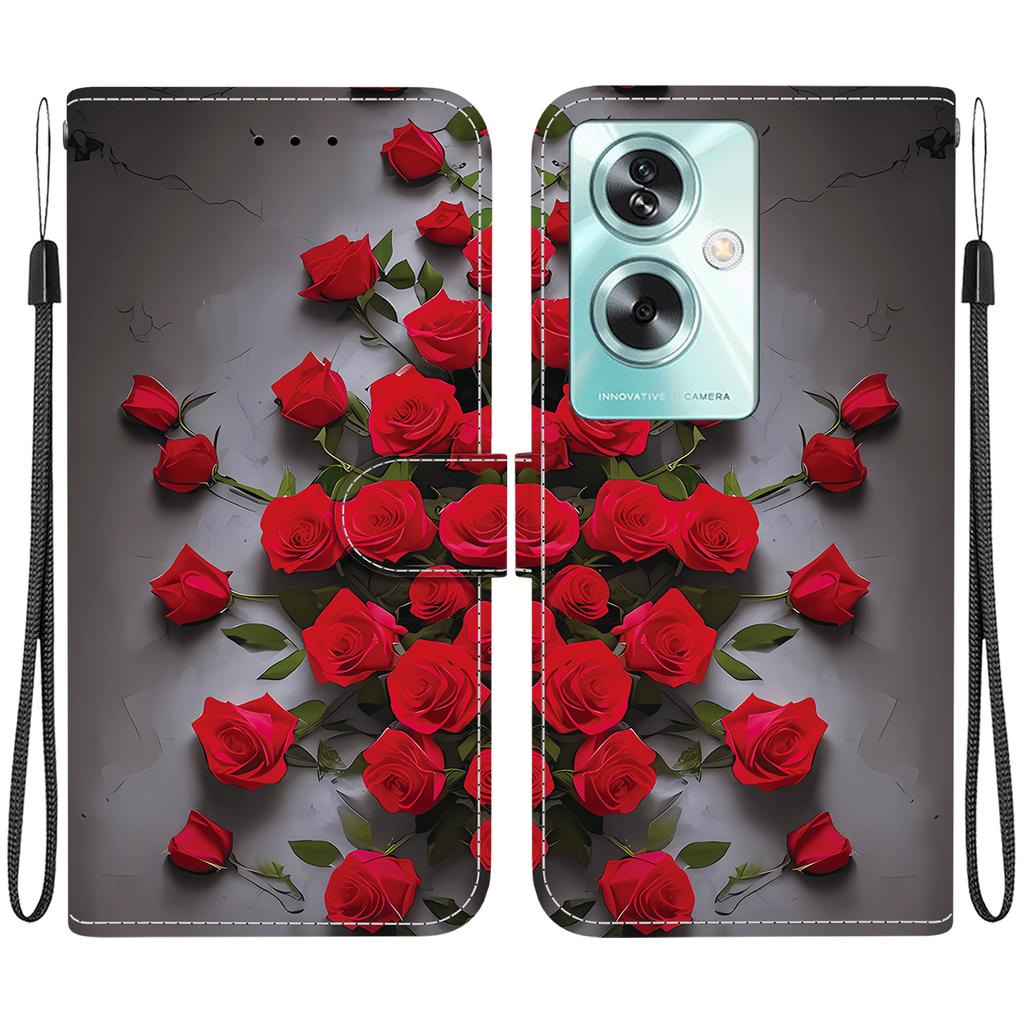 Handgefertigte PU-Leder-Klapphülle für OnePlus Nord N30 SE Rutschfeste Stoßfeste Hülle mit Handschlaufe & Herz/Rose Katze Designs