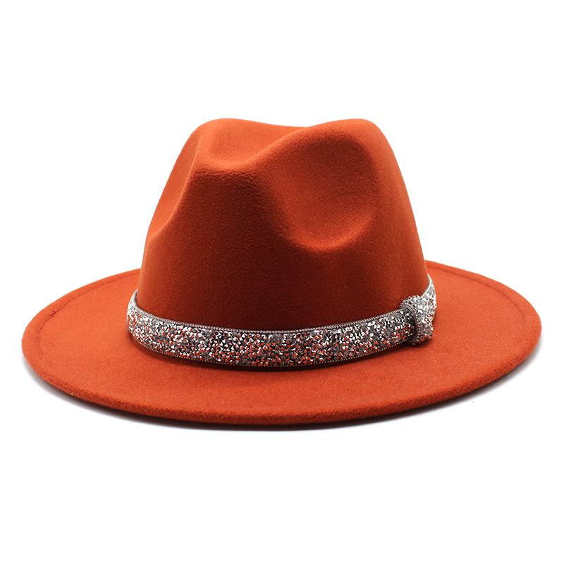 2021 Autumn Men'S And Women'S Woolen Hats, Solid Color Jazz Top Hats, Crystal Diamond Gift Hats