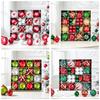 46Pcs Christmas Tree Ornaments Set Red Green White Snowflake Candy Cane Painted Baubles Holiday Home Decor