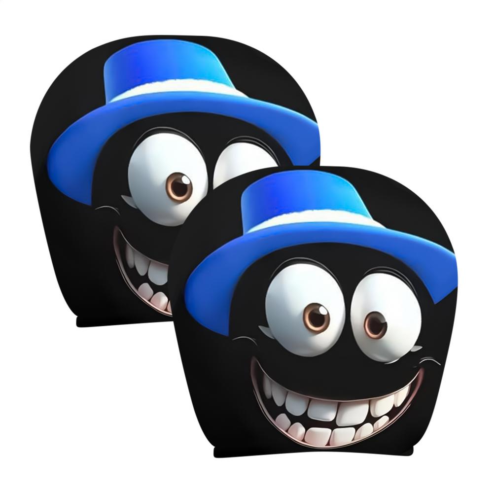 2PCS Funny Cartoon Eyes Headrest Covers, Car Front Seat Head Rest Decor Pillow for SUV Truck MPV RV, Auto Interior Accessories