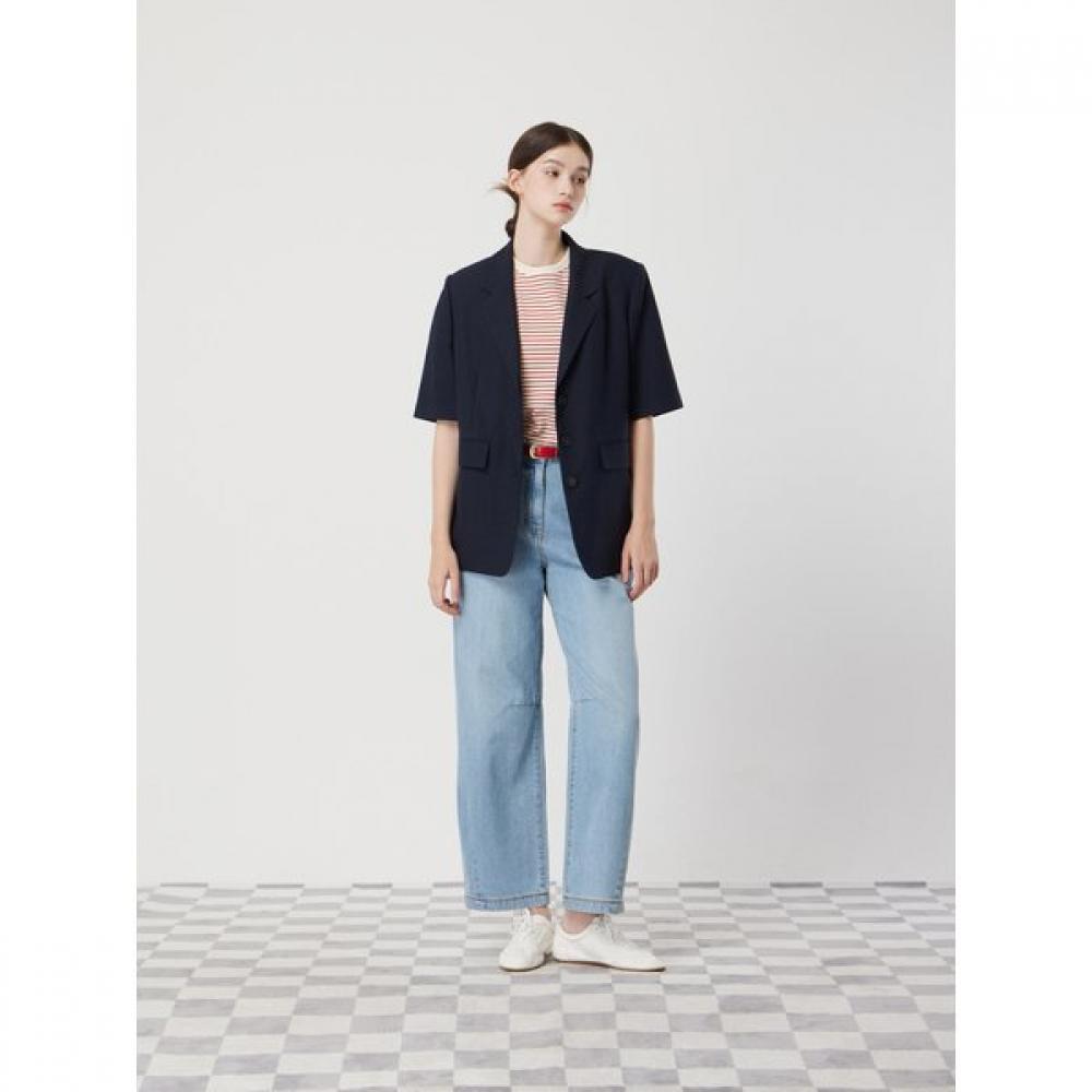 Cc Collect Linen Blend Half Sleeve Single Jacket C252msf136