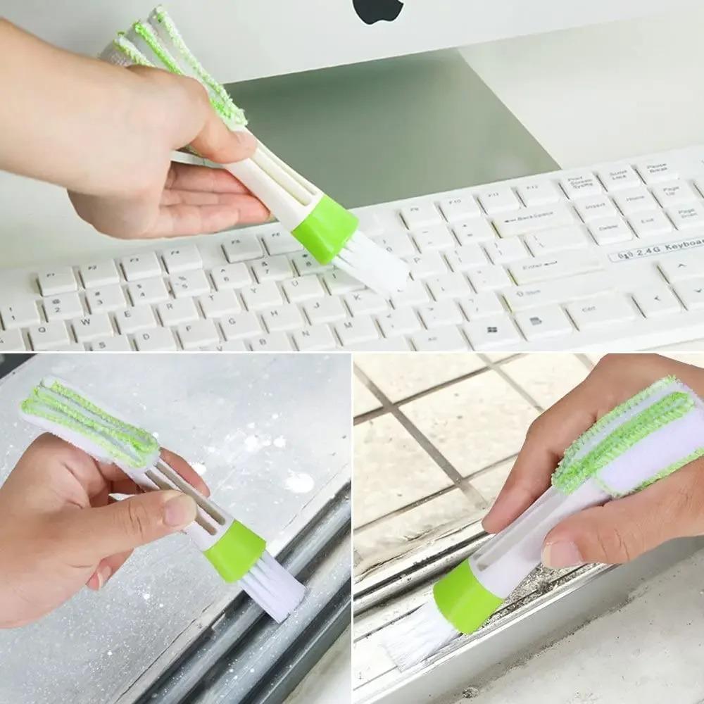 Dual Head Car Air Conditioner Air Vent Brush Dust Removal Dash Blinds Cleaning Brush Keyboard Multi-Use Brush Angel Brush