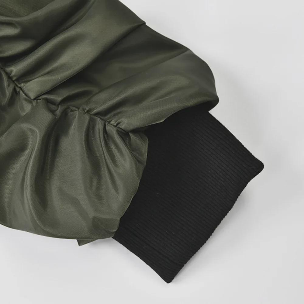 Herbstliche Off-Shoulder-Fliegerjacke mit Kontrastnähten und Kapuze mit Kordelzug