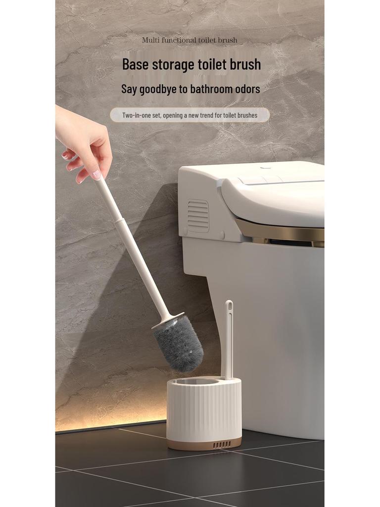 Luxury Wall-Mounted Quick-Dry Toilet Brush Set with Base for Cleaning Bathroom Corners