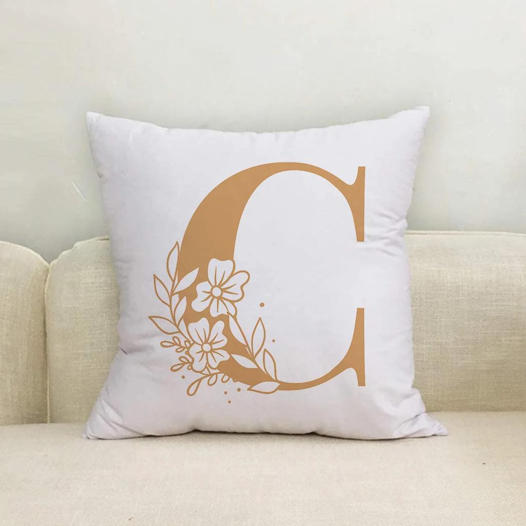 Heimdekoration Pflanze Alphabet A B C Muster Sofa Rückenkissenbezug Mode Frauen Kissen