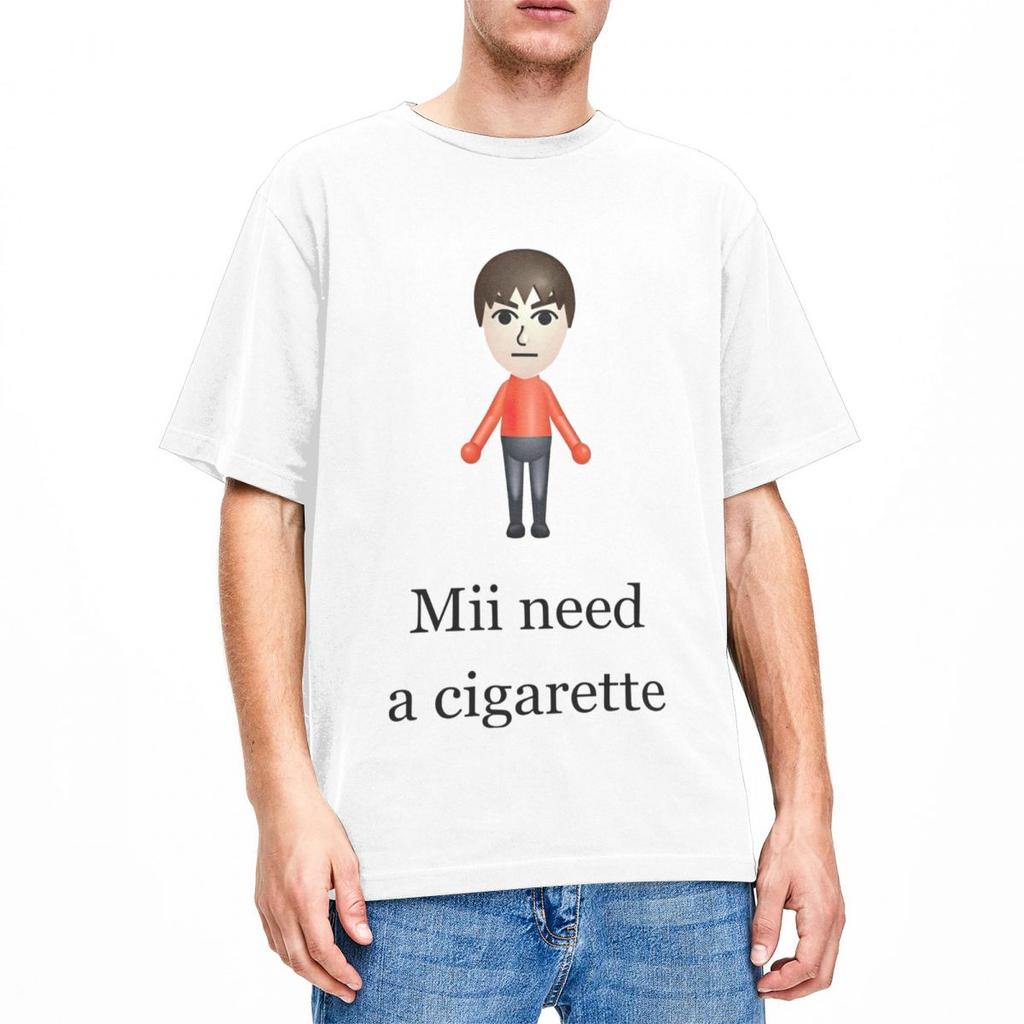 Mii Braucht Eine Zigarette Herren Damen T-Shirt Mii Brawler Merch Cooles T-Shirt T-Shirts Baumwolle Geschenkidee Kleidung