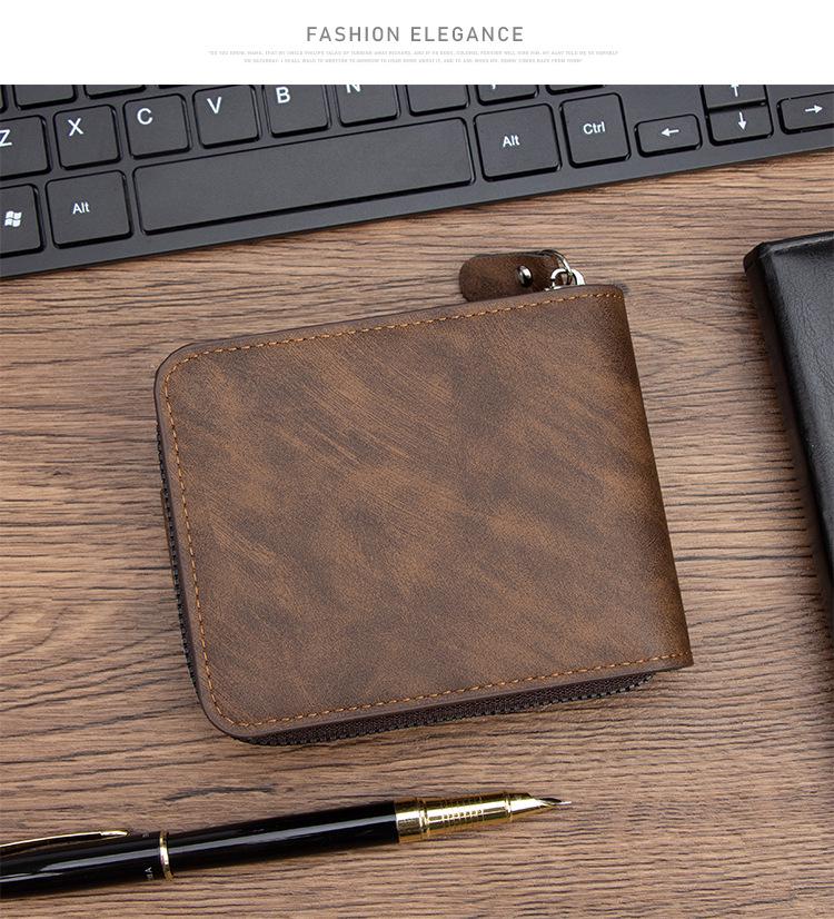 Men's Retro Chain Wallet with Lock Buckle, Multiple Card Slots, Coin Pocket, and Loose-Leaf Design