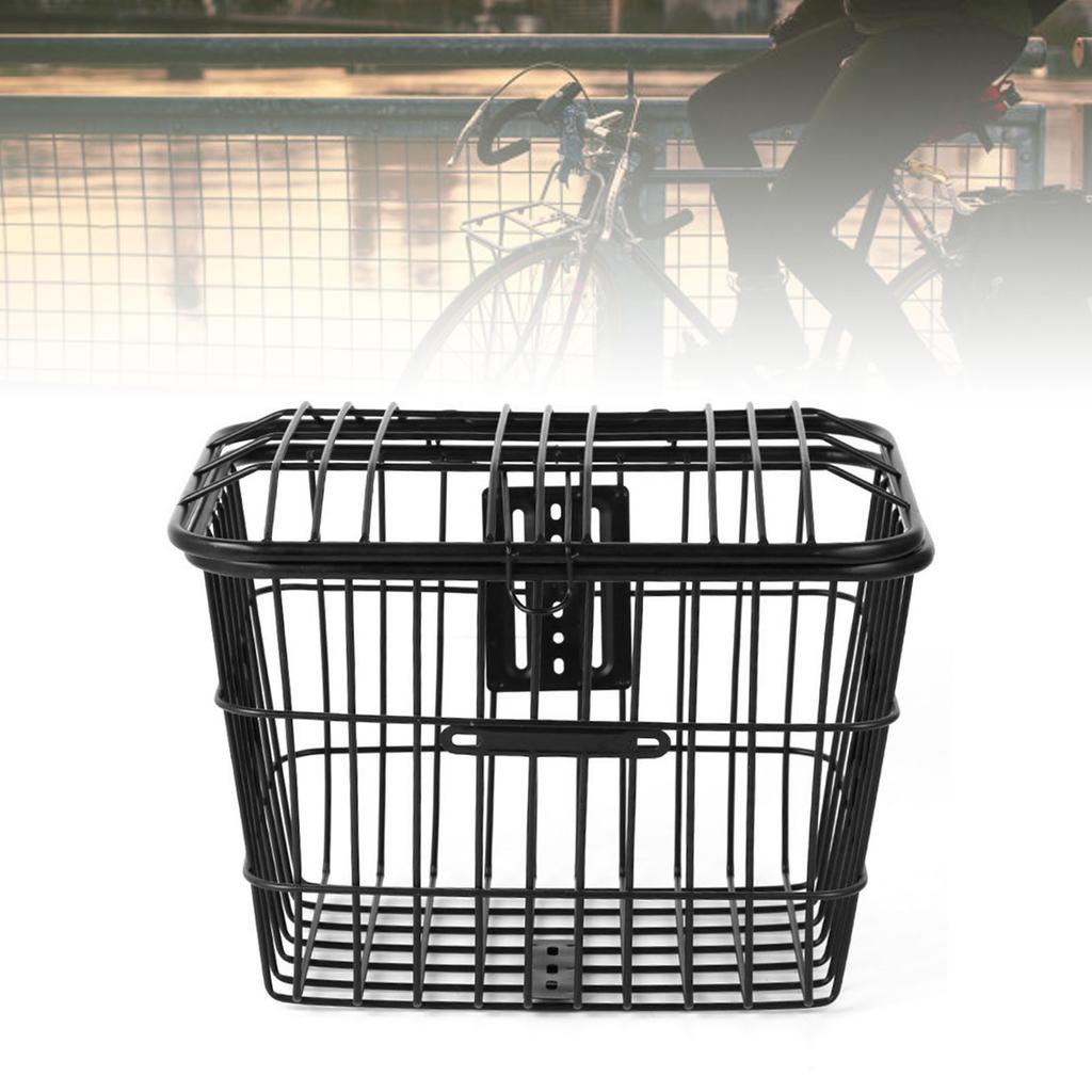 Bike Front Basket Universal Rustproof Strong Load Bearing Large Space Metal Iron Wire Electric Bike Basket for Outdoor