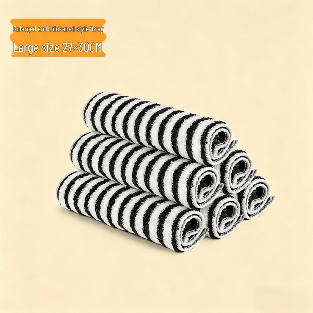 Thickened Bamboo Fiber Dishcloth - Oil-Removing, Non-Stick, Colored Stripe