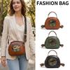 Vintage embossed soft leather small round bag women's shoulder bag