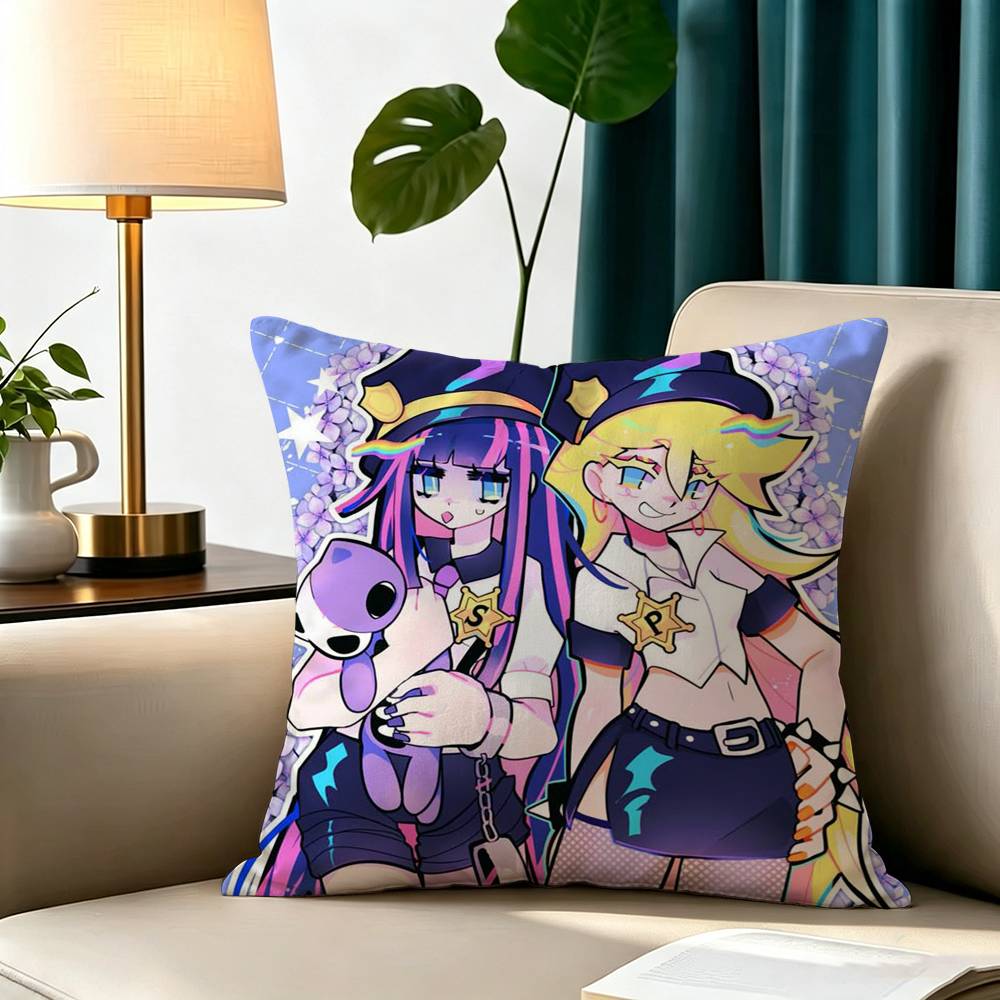 p-Panty And Stocking Anime Square Double-Sided printed Pillow Case Bedroom Bedside Pillow Sofa Cushion Cover