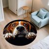 Black Beagle pattern round rug,Carpet Rug for Living Room Bedroom  Playroom ,Non-slip Floor Mat,Holiday Gifts and Birthday Gifts.