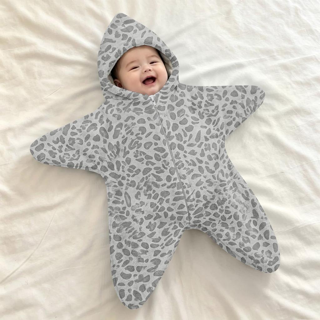Infant Flannel Swaddle Blanket with Leopard and Polka Dot Print and, Sleep Sack Wrap, Cozy Travel Swaddle for Outdoor Use