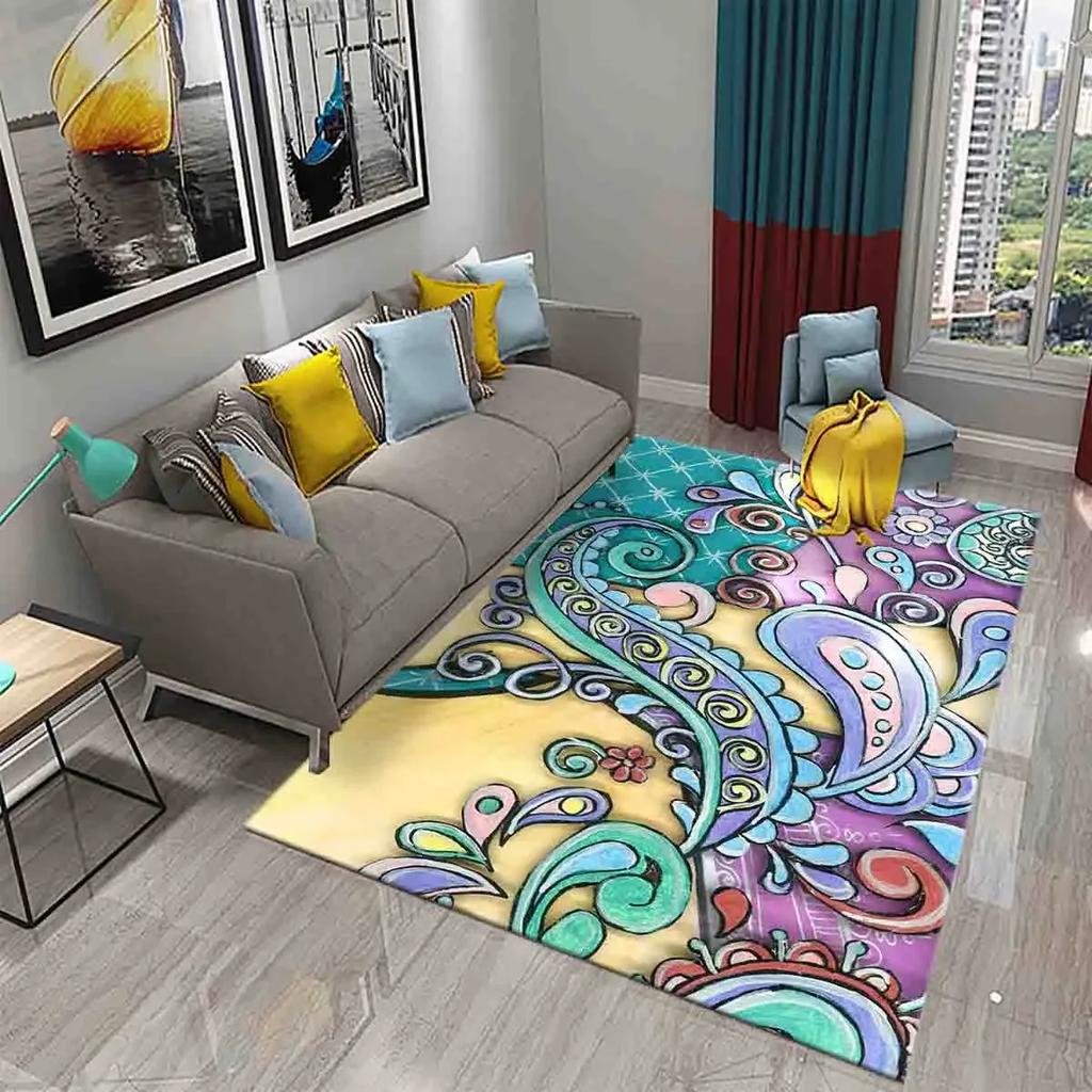 Paisley Flower Tree of Life Indian Culture Rugs for Living Room Bedroom Door Mats Decor Carpets Bathroom Kitchen Non Slip Rugs