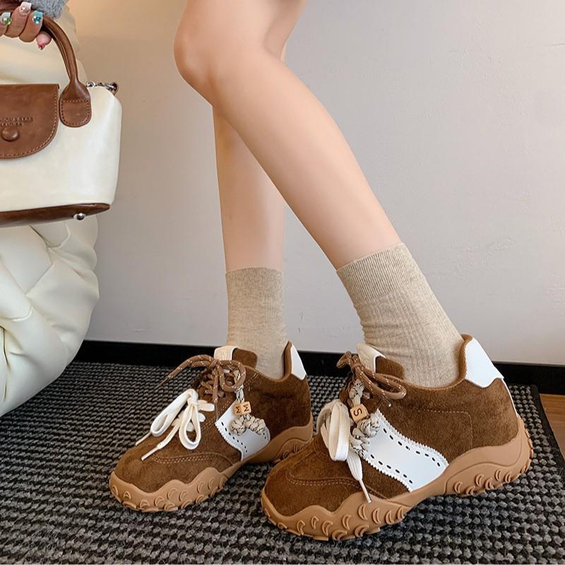 New spring height increase brown casual retro versatile sports board shoes tide