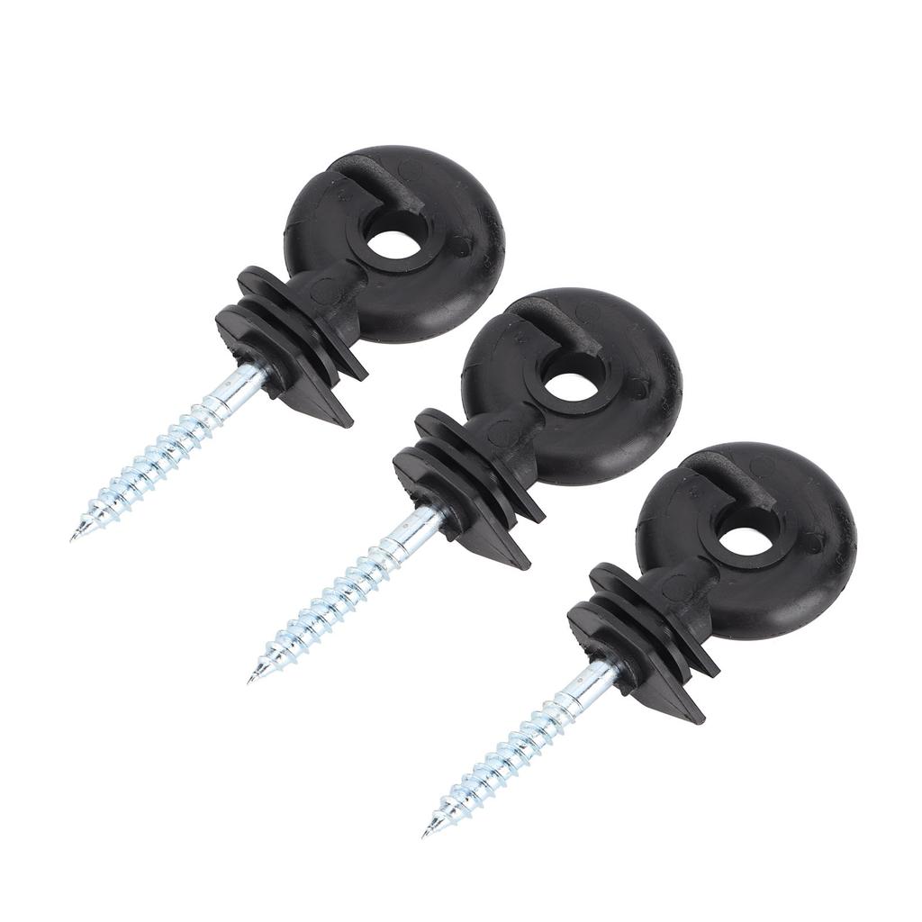 100Pcs Black Screw In Wood Post Ring Insulators for Electric Fencing Poly Wire Or Tape