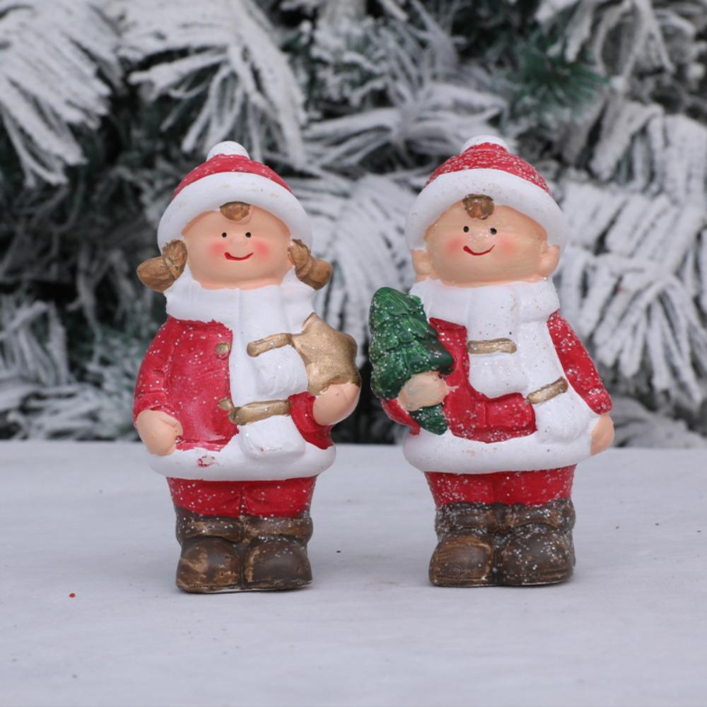 Świąteczne ceramiczne ozdoby, chłopiec i dziewczynka, para, na biurko, stolik nocny, do salonu, do domu, artykuły dekoracyjne na Boże Narodzenie