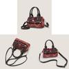 Canvas Small Square Bag With Red Plaid Patchwork For Daily Casual Wear