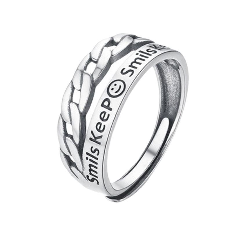 Bague de Mode Rétro pour Hommes Anneau Simple Ins Hip Hop Index d'Étudiants Ouverte Réglable Personnalité Garçons Bague pour Dames