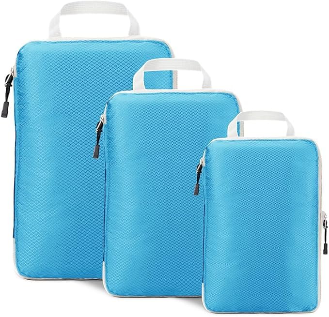 3/4Set Compression Packing Cubes for Travel, Lightweight Space-Saving Extendable Packing Organizer for Carry on Luggage Suitcase