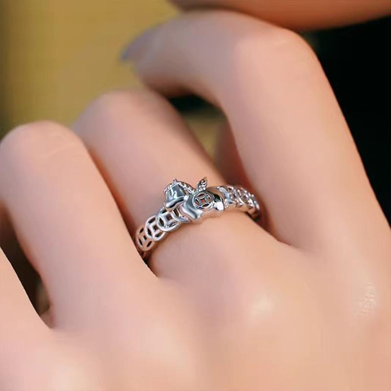Year Of The Horse Ring Simple Coin Opening Adjustable Ring High-End Feel Zodiac Year Gift Accessories