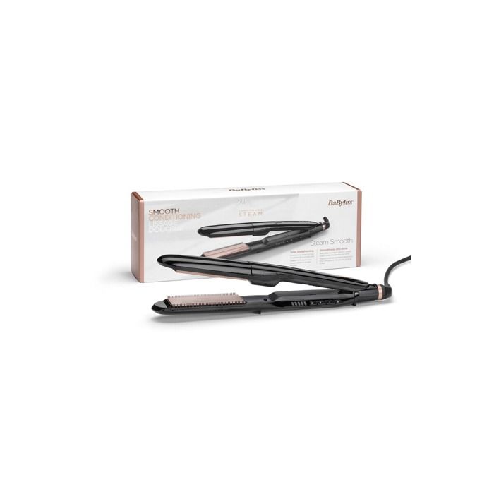 Babyliss Steam Smooth ST493E Buharlı Saç Düzleştirici - Siyah - Eğimli Kenarlar - 3030050181081
