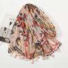 Spring and Summer New Beard Tassel Polyester Long Scarf Women's Popular Color Cashew Nut Printed Cotton and Linen Long Scarf