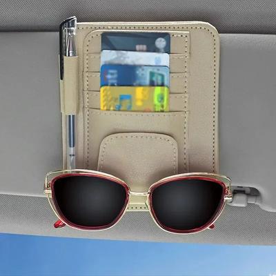 Car Sun Visor Organizer Multi-Pocket Business Card Storage Management Sunglasses Holder Visor Accessories Auto Interior