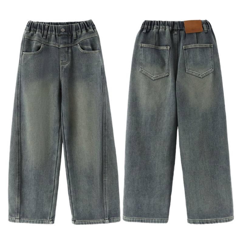 Dívčí džíny s fleecovou podšívkou: Jaro/Podzim 2025 Kalhoty s rovnými a širokými nohavicemi