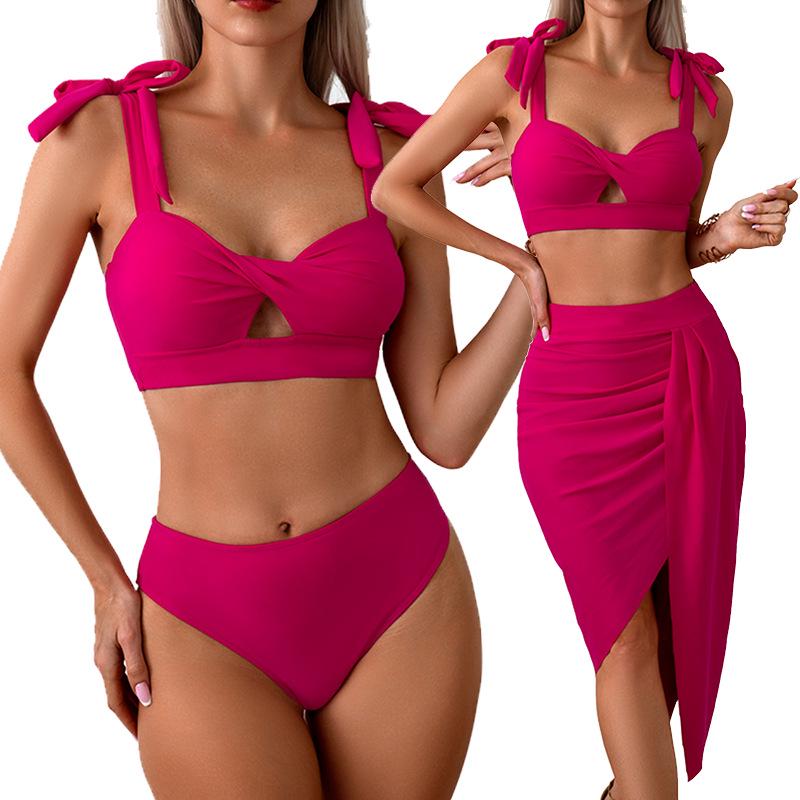 

2024 European & American Style Women s Nylon Bikini 3-Piece Swimsuit Set Small