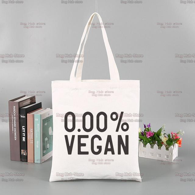 Vegan Funny Kawaii Vintage Funny Shopping Bag Graphic Tote Harajuku Women Canvas Shoulder Bag Female Ulzzang Eco Large-Capacity