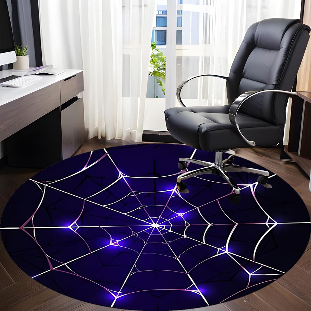 1pc Spiderweb Office Round Rug, Carpet for Office, Gaming, Lightweight Round Floor Mat yy260205003