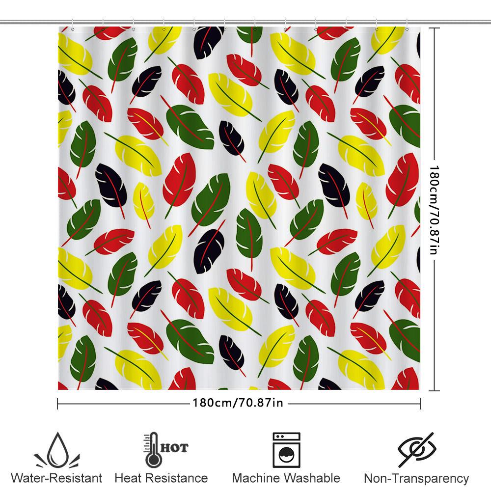 Vibrant Feather Print Shower Curtain Raindrop Pattern For Bathroom Decorations Waterproof Fabric Red Green Yellow Black White Si