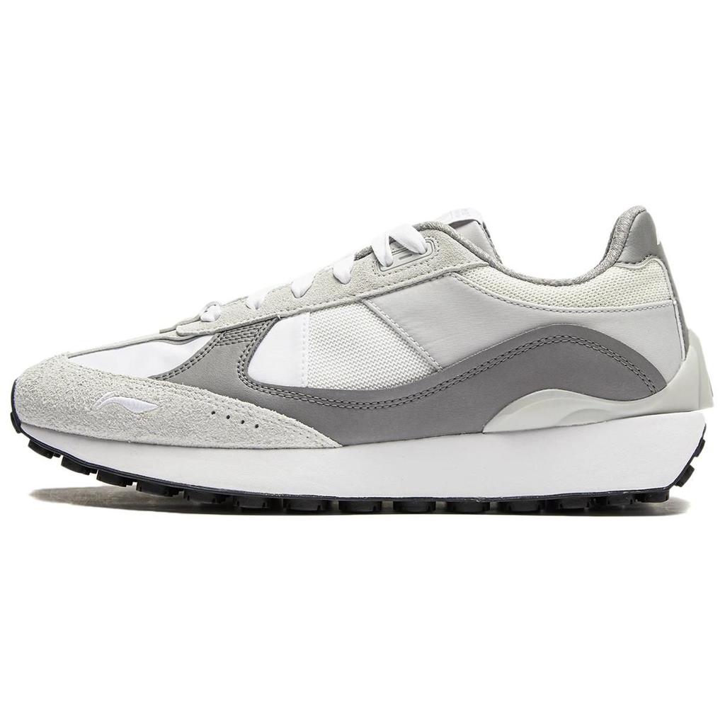 Li Ning Sports Life Collection 70s Heritage Cushioning Slip Resistant Low top Casual Shoes Men's White Gray AGCU177-3