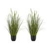 Artificial Grass Plant, 2 Pack 889mm Cattail Grass In Pot, Premium PVC Faux Fake Greenery Shrubs Plant for Indoor Outdoor House Home Garden Office